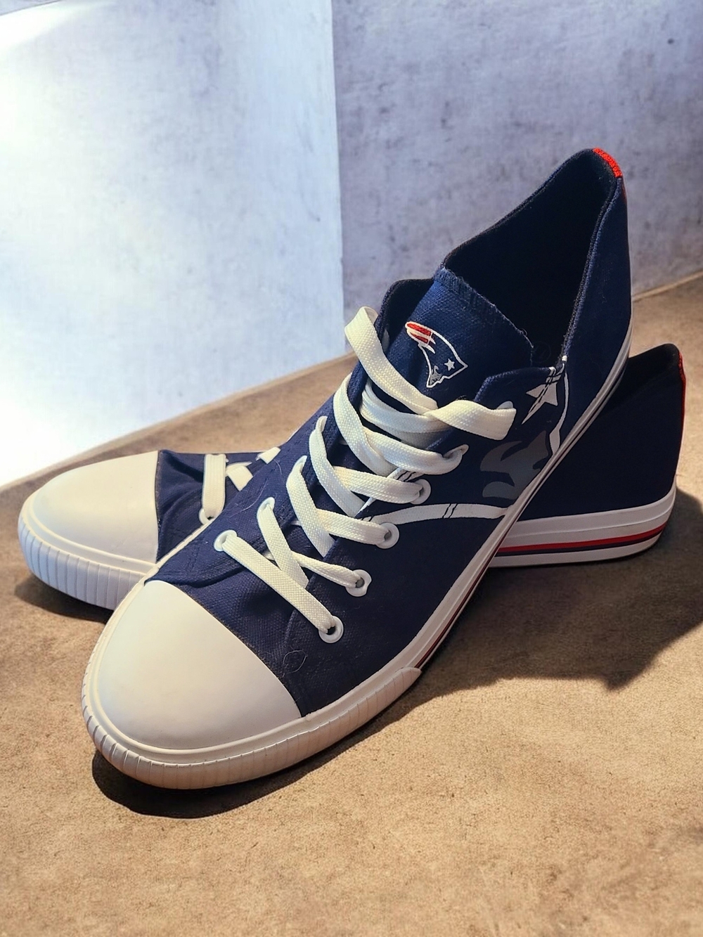 Men's Navy Low-Top PATRIOTS Sneakers with White Accents